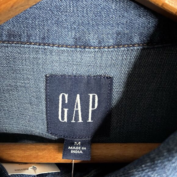 Vintage GAP Denim Shirt Mens Medium Blue Jean Long Sleeve Button Up Western Yoke - Picture 3 of 13